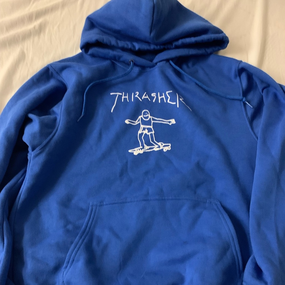 trasher blue hoodie